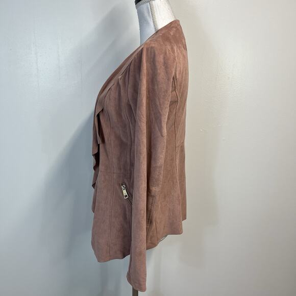 Adrienne Vittadini Blazer Jacket Women's Size XS Dusty Rose Waterfall Microfiber - Picture 6 of 8